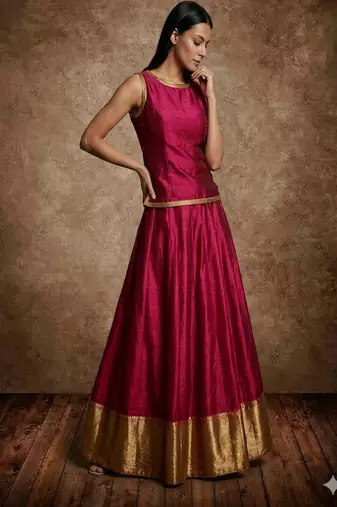 Hot pink Silk Lehenga Set