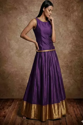 Purple Silk Lehenga Set