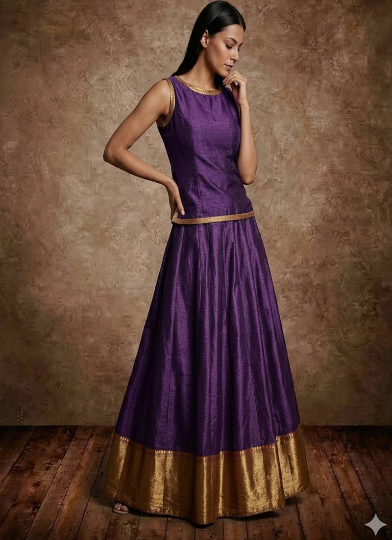 Purple Silk Lehenga Set