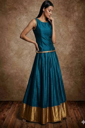 Blue Silk Lehenga Set