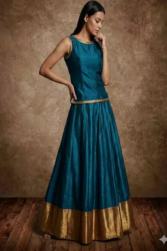 Blue Silk Lehenga Set
