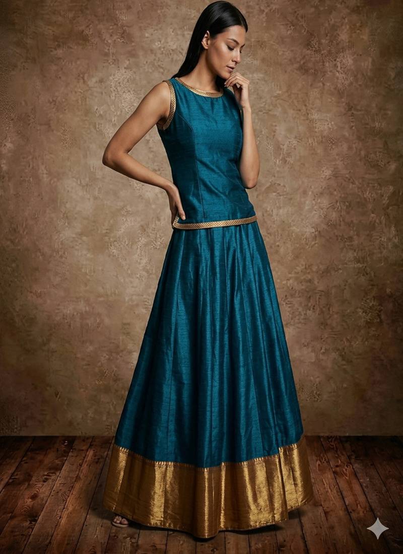 Blue Silk Lehenga Set