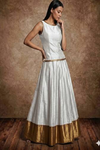 white Silk Lehenga Set