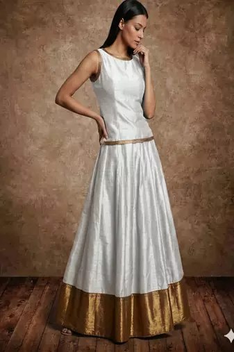white Silk Lehenga Set