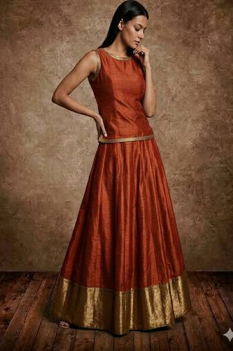 Orange Silk Lehenga Set