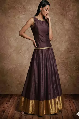 Dark Wine Silk Lehenga Set