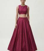 Wine Open-Back Lehenga Set