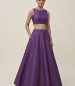 Purple Open-Back Lehenga Set