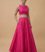 Hot Pink Open-Back Lehenga Set