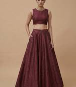 Dark wine Open-Back Lehenga Set