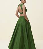 Olive Open-Back Lehenga Set