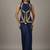 Dark Navy Blue Draped Skirt Set with lace work