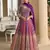 Purple embroidered georgette free size stitched anarkali suit