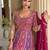 Pink embroidered georgette free size stitched anarkali suit