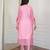 Designer baby pink premium organza embroidered suit set with printed dupatta for women