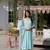 Designer sky blue pv chanderi embroidered ethnic suit set with floral printed taby dupatta