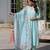 Designer sky blue pv chanderi embroidered ethnic suit set with floral printed taby dupatta