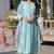 Designer sky blue pv chanderi embroidered ethnic suit set with floral printed taby dupatta