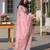 Designer baby pink pv chanderi embroidered ethnic suit set with floral printed taby dupatta