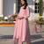 Designer baby pink pv chanderi embroidered ethnic suit set with floral printed taby dupatta