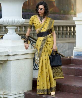 elegant tissue linen saree  2