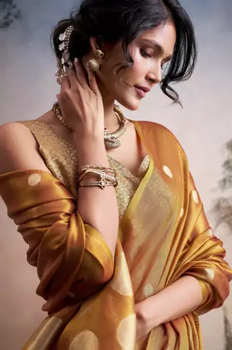 yellow party wear & festive sarees