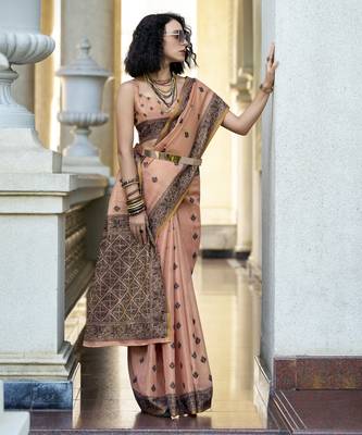 elegant tissue linen saree  2
