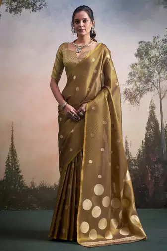 golden party wear & festive sarees