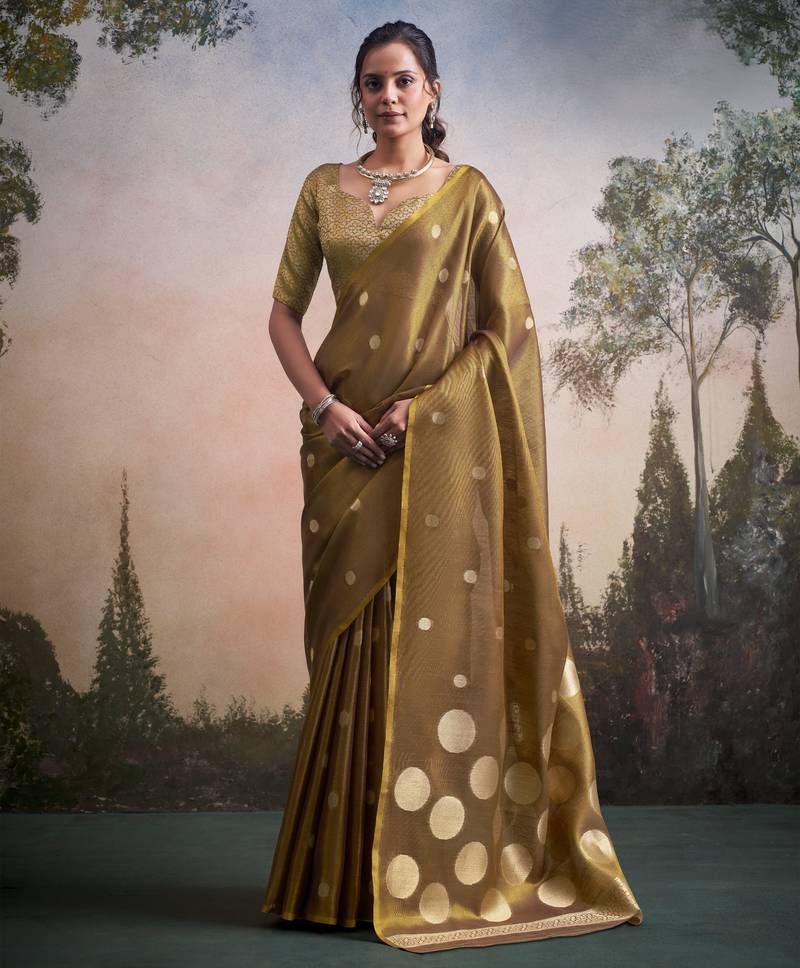 golden designer party wear & festive sarees