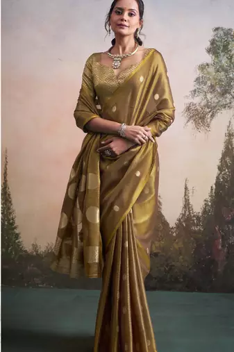golden party wear & festive sarees