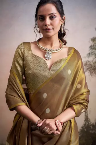 golden party wear & festive sarees