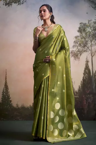 green designer party wear & festive sarees