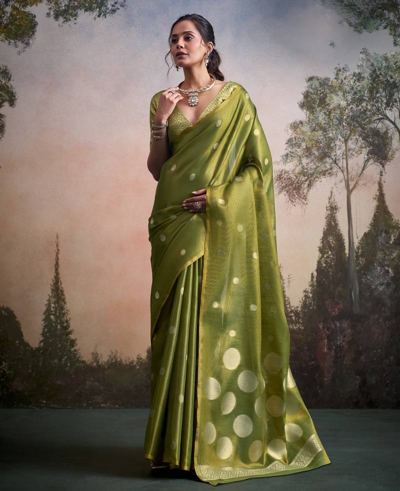 green designer party wear & festive sarees