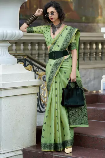 elegant tissue linen saree 