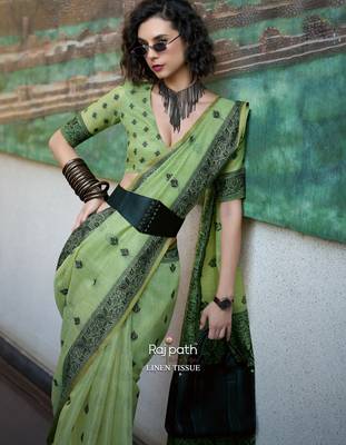 elegant tissue linen saree  2