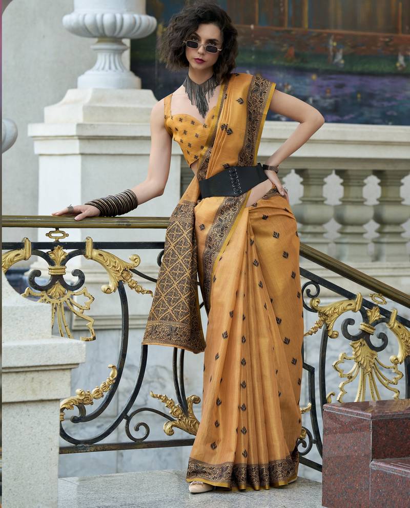 elegant tissue linen saree 