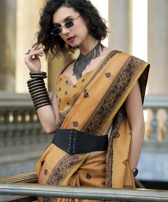 elegant tissue linen saree  2