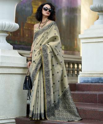 elegant tissue linen saree  1
