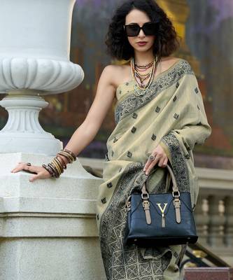 elegant tissue linen saree  2