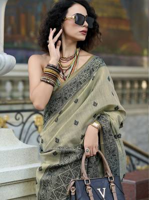 elegant tissue linen saree  3