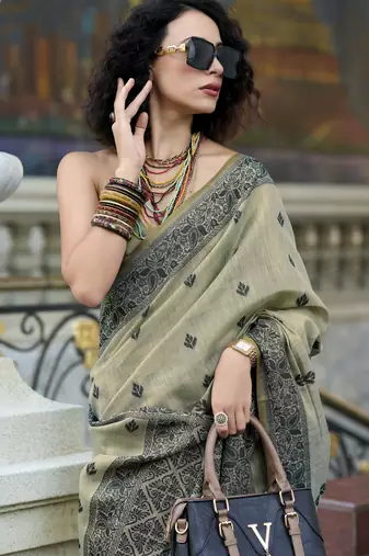 elegant tissue linen saree 
