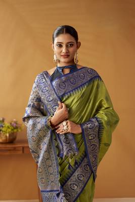 modal fancy cotton saree with pochampalli border & pallu 3