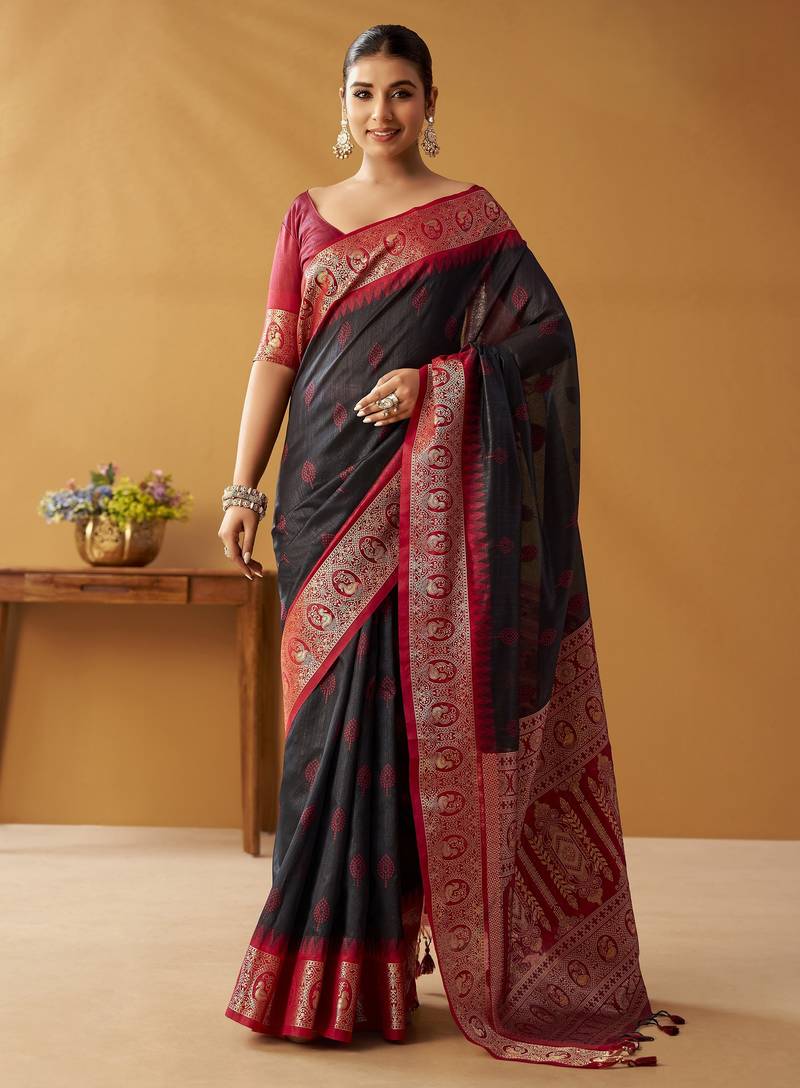 modal fancy cotton saree with pochampalli border & pallu