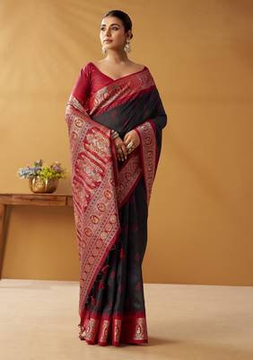 modal fancy cotton saree with pochampalli border & pallu 2