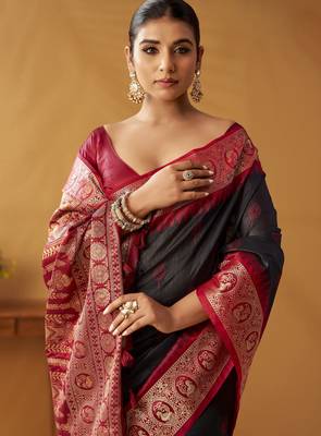 modal fancy cotton saree with pochampalli border & pallu 3