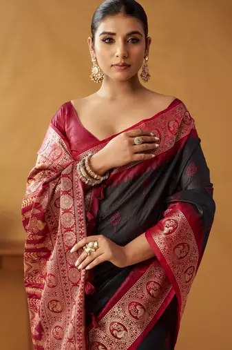 modal fancy cotton saree with pochampalli border & pallu