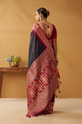 modal fancy cotton saree with pochampalli border & pallu