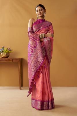 modal fancy cotton saree with pochampalli border & pallu 2