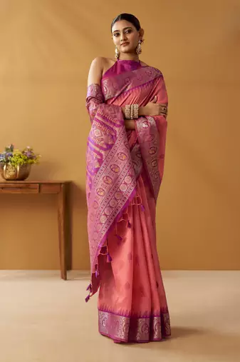 modal fancy cotton saree with pochampalli border & pallu