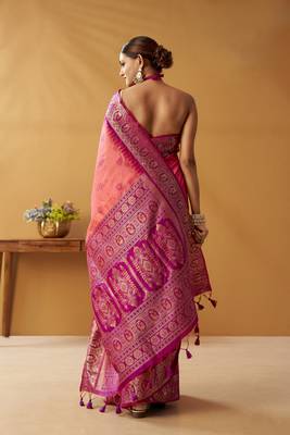 modal fancy cotton saree with pochampalli border & pallu 4